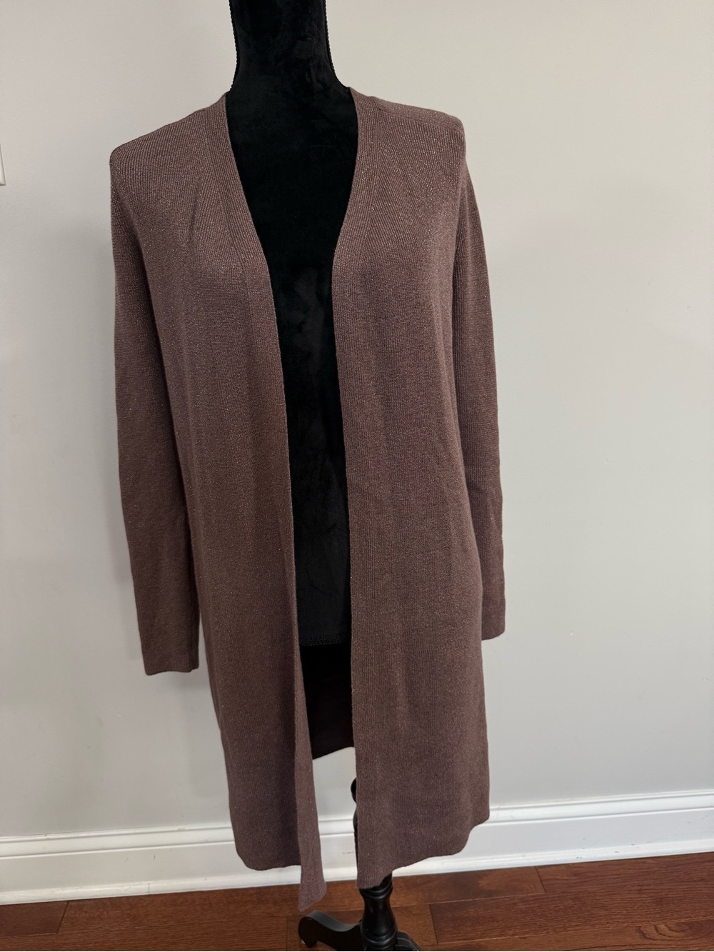 Ann Taylor Women's Open-Front Long Cardigan Jacket - Brown